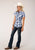 Roper Womens 1631 Multi Plaid Blue/White Cotton Blend S/S Shirt