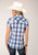 Roper Womens 1631 Multi Plaid Blue/White Cotton Blend S/S Shirt