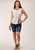 Roper Womens Wallpaper Stripe White Cotton Blend S/L Shirt