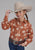 Roper Kids Girls 2282 Floral Orange/Cream Cotton Blend L/S Shirt