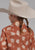 Roper Kids Girls 2282 Floral Orange/Cream Cotton Blend L/S Shirt