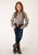 Roper Girls Brown/Cream Cotton Blend Floral Print L/S Shirt