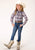 Roper Girls Kids Wine/Navy Cotton Blend Fancy Yoke L/S Shirt