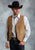 Roper Mens Antique Brass Front Yokes Light Sand Suede Leather Vest
