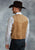 Roper Mens Antique Brass Front Yokes Light Sand Suede Leather Vest