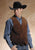 Roper Mens Buckle Tie Brass Snaps Dark Brown Suede Leather Vest