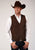 Roper Mens Buckle Tie Brass Snaps Dark Brown Suede Leather Vest