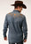 Roper Mens Medium Wash Denim 100% Cotton Longhorns L/S Shirt