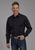 Roper Mens Flag Longhorn Skull Black Poly/Rayon L/S Shirt
