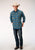 Roper Mens Diamond Dobby Plaid Blue 100% Cotton L/S Shirt