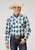 Roper Mens 1892 Arrow Dobby Blue 100% Cotton L/S Shirt