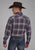 Roper Mens 2176 Arrow Dobby Brown/Blue 100% Cotton L/S Shirt