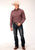 Roper Mens Shadow Geo Red 100% Cotton L/S Shirt
