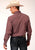 Roper Mens Shadow Geo Red 100% Cotton L/S Shirt