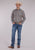 Roper Mens Mini Aztec Stripe Brown/Blue 100% Cotton L/S Shirt