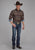 Roper Mens Distressed Aztec Brown 100% Cotton L/S Shirt