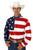 Roper Mens Stars Striped Pieced Flag Red/Blue 100% Cotton L/S Shirt