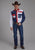 Roper Americana Mens Blue Blue 100% Cotton L/S Embroidered Stars Western Shirt