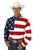 Roper Mens Stars Striped Pieced Flag Red/Blue 100% Cotton Tall L/S Shirt