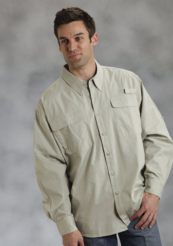 Roper Mens Fishing Guide Khaki 100% Cotton /S Shirt
