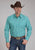 Roper Mens 2250 Four Point Foulard Turquoise Cotton Blend L/S Shirt