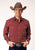 Roper Mens Wine Cotton Blend Diamond Poplin L/S Shirt