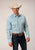 Roper Mens Turquoise Medallion Blue 100% Cotton L/S Shirt