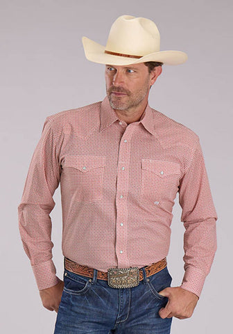 Roper Mens 2500 Satillo Foulard Rust 100% Cotton L/S Shirt