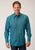 Roper Mens Vintage Teal Green 100% Cotton L/S Shirt