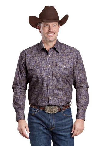Roper Mens 2581 Haze Paisley Purple 100% Cotton L/S Shirt