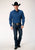 Roper Mens Solid Black Fill Blue 100% Cotton L/S Shirt