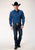 Roper Mens Solid Black Fill Blue 100% Cotton L/S Shirt