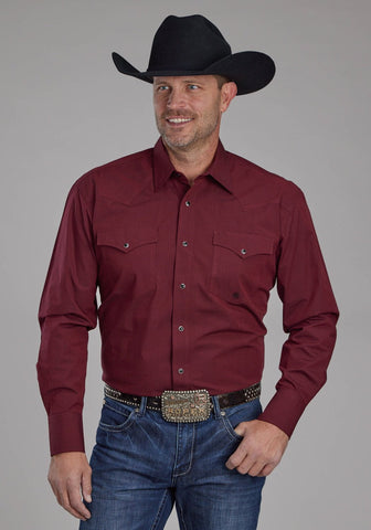 Roper Mens 2162 Black Fill Red 100% Cotton L/S Shirt