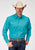 Roper Mens Poplin Stretch Turquoise Cotton Blend L/S Shirt
