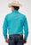 Roper Mens Poplin Stretch Turquoise Cotton Blend L/S Shirt