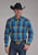Roper Mens 2247 Cobalt Plaid Blue/Green 100% Cotton L/S Shirt