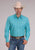 Roper Mens 2510 Stretch Mini Check Turquoise Cotton Blend L/S Shirt
