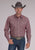 Roper Mens 2510 Stretch Mini Check Wine Cotton Blend L/S Shirt