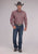 Roper Mens 2510 Stretch Mini Check Wine Cotton Blend L/S Shirt
