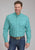 Roper Mens 2250 Four Point Foulard Turquoise Cotton Blend Btn L/S Shirt
