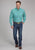 Roper Mens 2250 Four Point Foulard Turquoise Cotton Blend Btn L/S Shirt