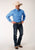 Roper Mens Blue 100% Cotton Cottage Foulard BD L/S Btn Shirt