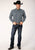 Roper Mens Blue 100% Cotton Four Leaf Foulard BD L/S Btn Shirt