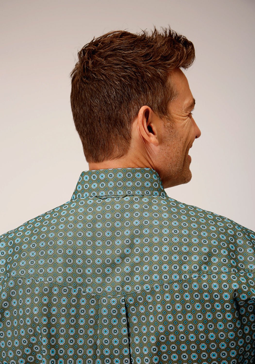 Roper Mens Olive Foulard Green 100% Cotton L/S Shirt The Western Company Roper Mens Olive Foulard Green 100% Cotton L/S Shirt The Western Company