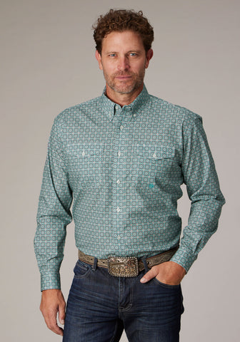 Roper Mens 2019 Silver Spring Grey 100% Cotton Btn L/S Shirt