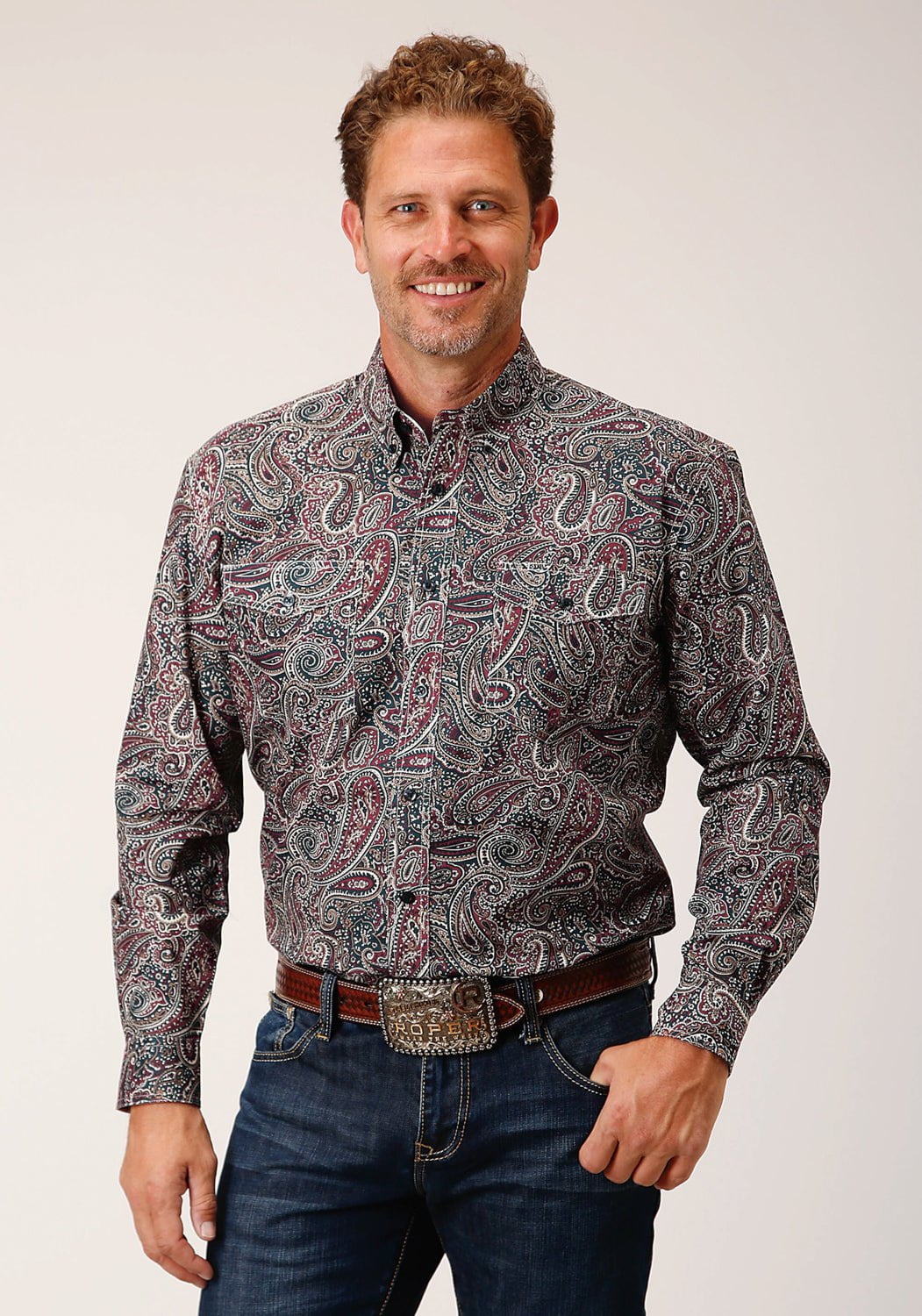 Roper Mens Old Time Paisley Multi-Color 100% Cotton L/S Shirt – The ...
