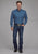 Roper Mens 2163 Diamond Stretch Blue Cotton Blend Btn L/S Shirt