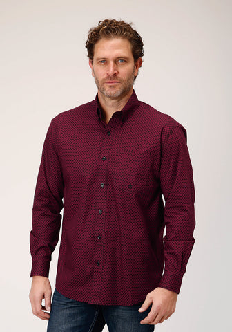 Roper Mens Four Leaf Foulard Red 100% Cotton L/S Shirt