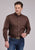 Roper Mens Stretch Poplin Paisley Brown Cotton Blend 1 Pkt L/S Shirt