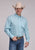 Roper Mens Four Point Foulard Teal Cotton Blend 1 Pkt L/S Shirt